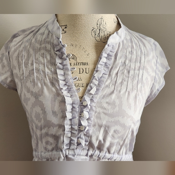 CALVIN KLEIN light blue belted blouse with ruffle in size S - Picture 3 of 6